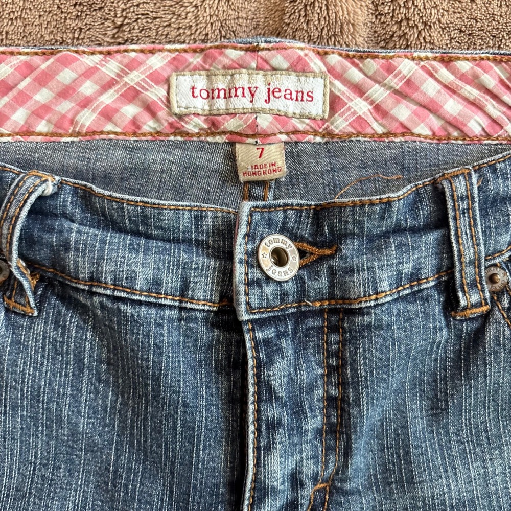 Tommy Jeans Y2K Cropped Capri Jeans Size 7 Cuffed Denim Low/Mid Rise - Picture 2 of 10